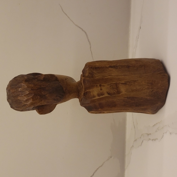 carved Wood Man Male Bust 9"h x 3.5"diam - Picture 3 of 7